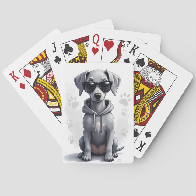 Jeu De Cartes Weimaraner mignon Kawaii drôle (dos)