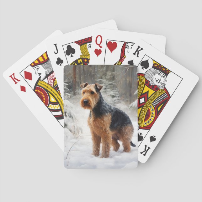 Jeu De Cartes Welsh Terrier Laisser Neige Noël (dos)