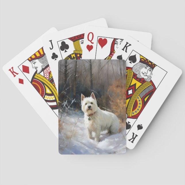 Jeu De Cartes West Highland White Terrier Laissons neiger Noël (dos)