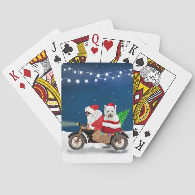 Jeu De Cartes West Highland White Terrier Noël Père Noël (dos)