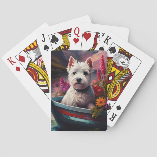 Jeu De Cartes West Highland White Terrier sur un bateau (dos)