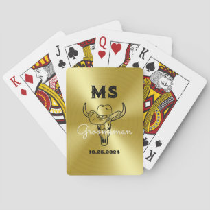 Jeu De Cartes Western Country Cowboy Mariage Monogram Groomsmen