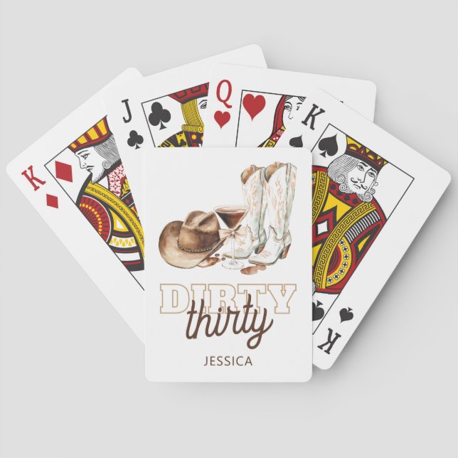 Jeu De Cartes Western Cowgirl White Dirty Thirty 30th Birthday (dos)