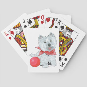 Jeu De Cartes Westie avec balle rouge