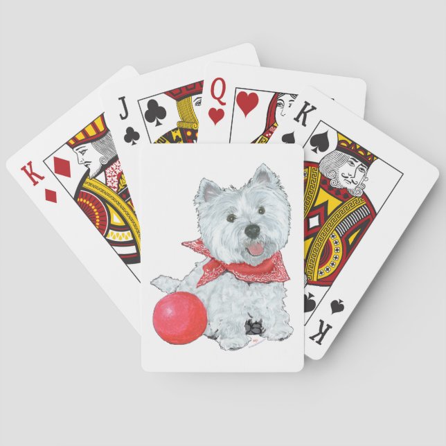 Jeu De Cartes Westie avec balle rouge (dos)
