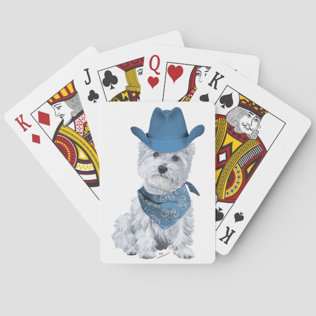 Jeu De Cartes Westie Cowboy en Bleu (dos)