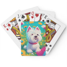 Westie jouer aux cartes