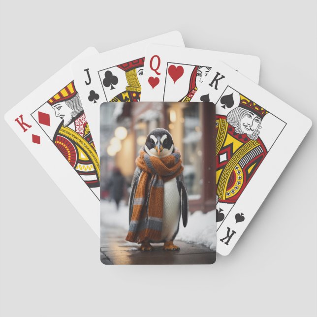 Jeu De Cartes Whimsical Cosy Penguin hiver neigeux (dos)