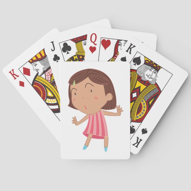 Jeu De Cartes Whimsical Little Girl in Pink Striped Dress (dos)