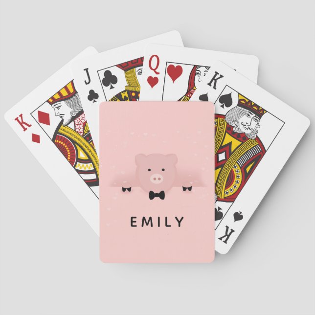 Jeu De Cartes Whimsical pink pig cute Farm Animal (dos)