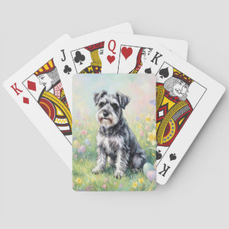 Jeu De Cartes Whimsical Schnauzer with Easter Eggs