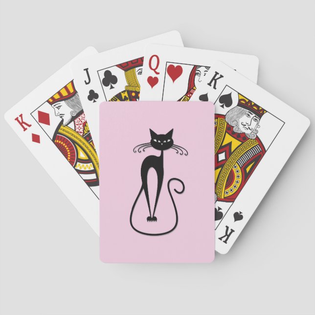 Jeu De Cartes Whimsical Skinny Chat noir rose (dos)