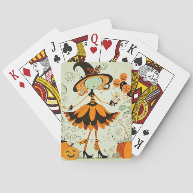Jeu De Cartes whimsical/sorcière/citrouille/chute (dos)