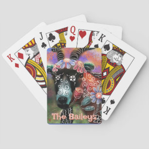 Jeu De Cartes Whimssical Floral Chèvre ferme animal personnalisé