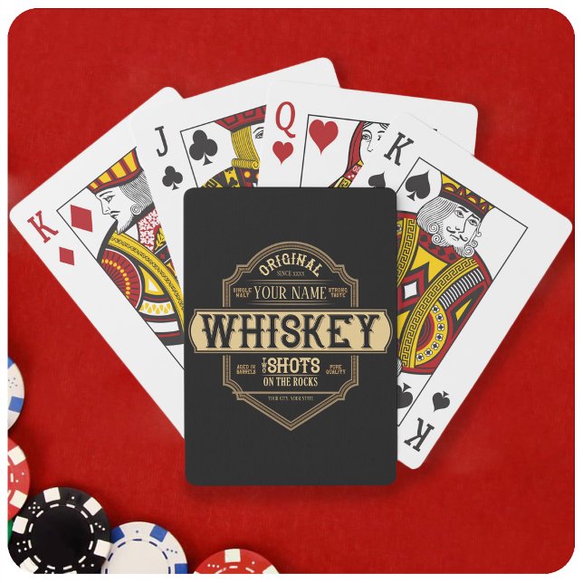 Jeu De Cartes Whiskey personnalisé sur le Rocks Liquor Étiquette (Créateur téléchargé)