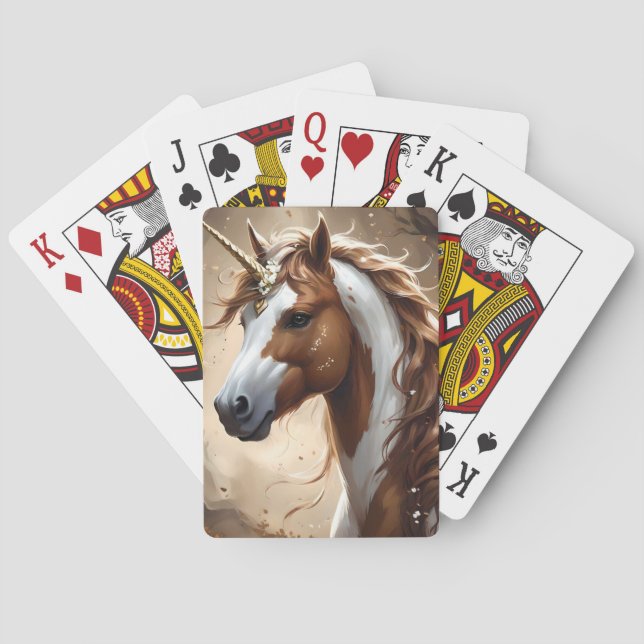 Jeu De Cartes Whispers De L'Imaginaire Brown Et Blanc Unicorn, (dos)