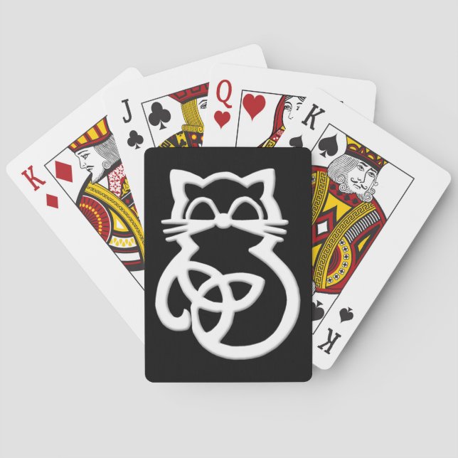 Jeu De Cartes White Trinity Knot Celtic Cat Jouer des cartes (dos)