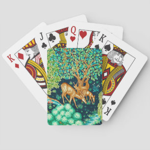 Jeu De Cartes William Morris Deer par un Indigo de la Tapisserie