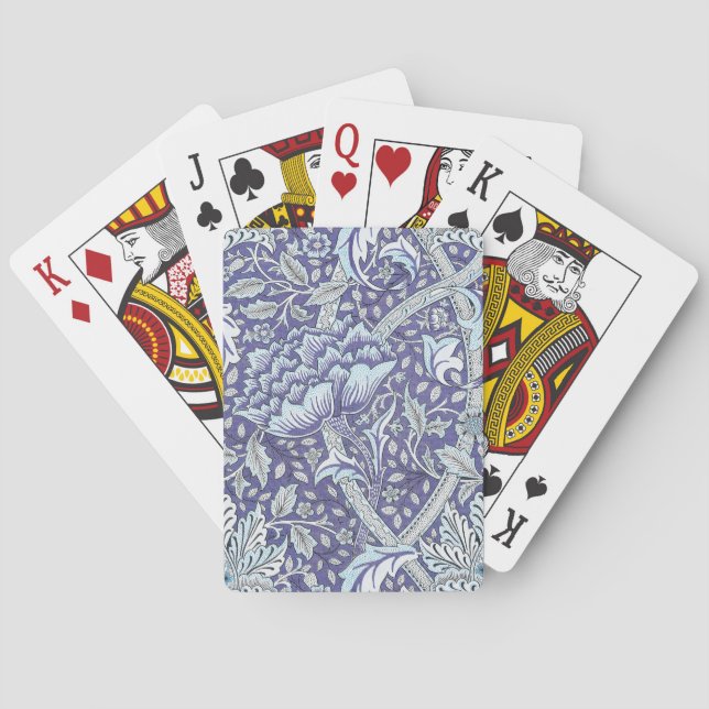 Jeu De Cartes William Morris Windrush motif floral bleu (dos)