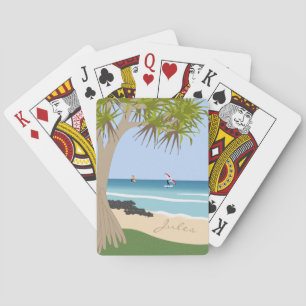 Jeu De Cartes Wing Foil Surfers Pandanus Tree at Beach ajouter N