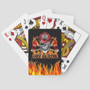 Jeu De Cartes Winking Firefighter Skull and flaming Axe
