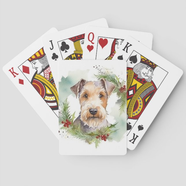 Jeu De Cartes Wirefox Terrier Festive de Noël Wreath Pup (dos)