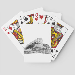 Jeu De Cartes Wolf and Raven black and white design