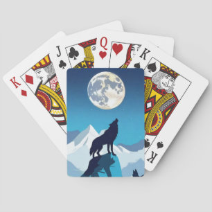Jeu De Cartes Wolf Howling à la Pleine lune