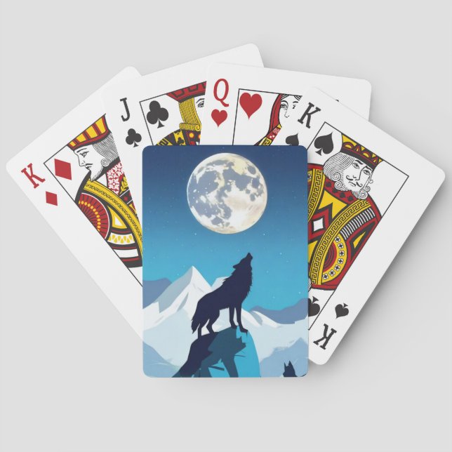 Jeu De Cartes Wolf Howling à la Pleine lune (dos)