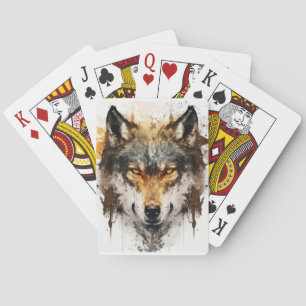 Jeu De Cartes Wolf Portrait Animal Peinture Faune En Plein Air