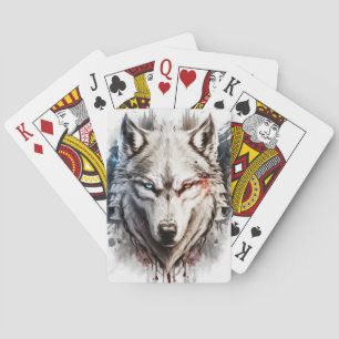 Jeu De Cartes Wolf Portrait Animal Peinture Faune En Plein Air