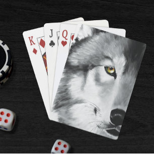 Jeu De Cartes Wolf Portrait noir blanc