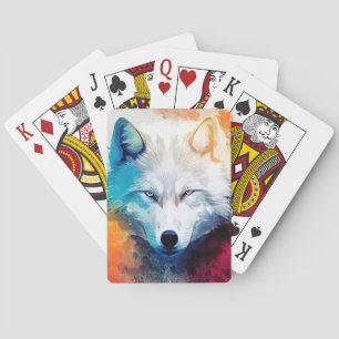 Jeu De Cartes Wolf Wild Nature Animal Couleur Art Peinture