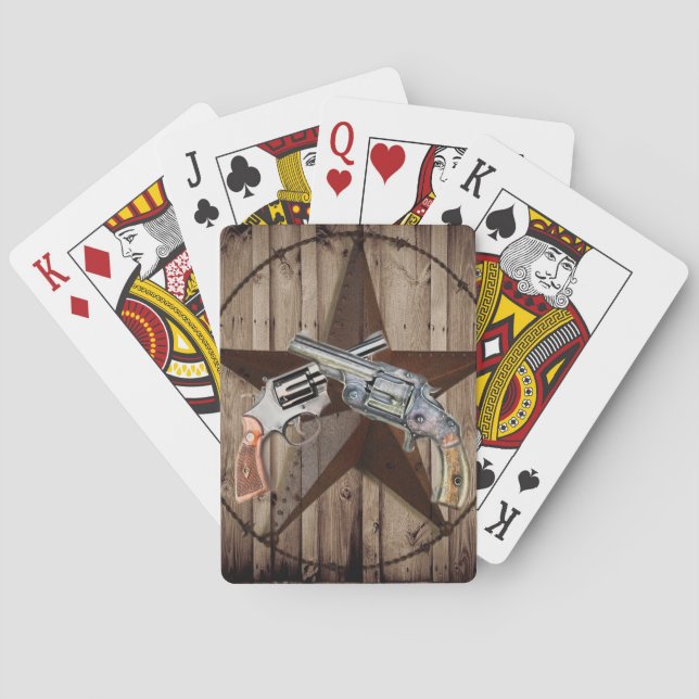 Jeu De Cartes Woodgrain texas star cowboy western country pistol (dos)