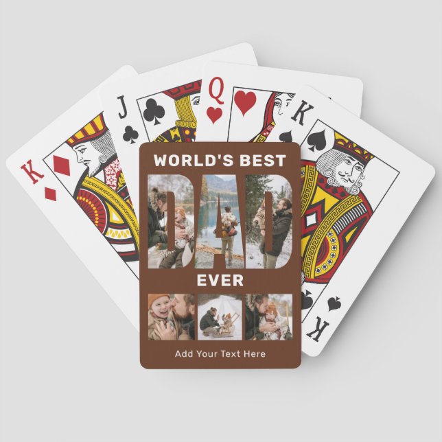 Jeu De Cartes World's Best Dad Ever Custom 6 Photo Brown (dos)