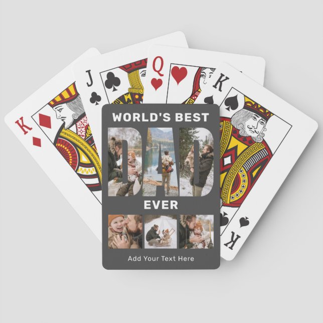 Jeu De Cartes World's Best Dad Ever Custom 6 Photo Gray (dos)