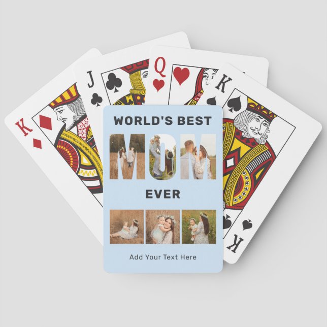 Jeu De Cartes World's Best Mom Custom 6 Photo Blue Poker Cards (dos)