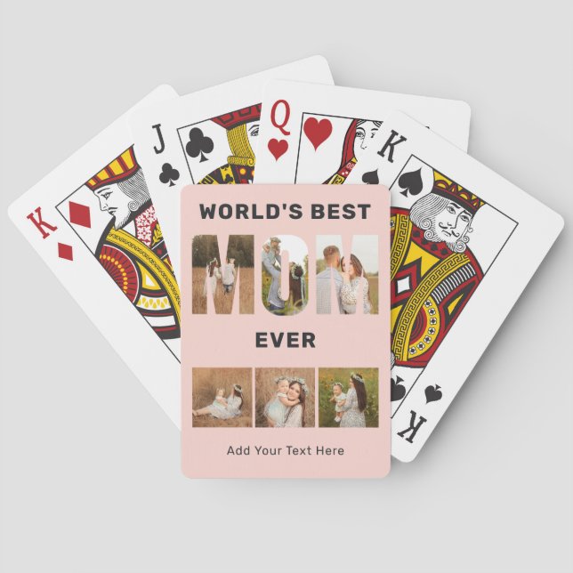 Jeu De Cartes World's Best Mom Custom 6 Photo Pink  (dos)