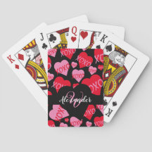 XOXO rose Motif de coeur rouge Monogramme bleu