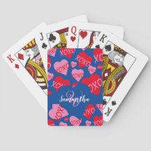 XOXO rose Motif de coeur rouge Monogramme bleu