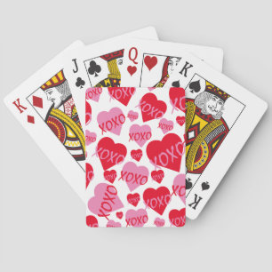 Jeu De Cartes XOXO Valentine rose Motif de coeur rouge