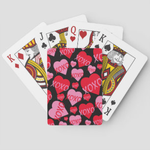Jeu De Cartes XOXO Valentine rose Motif de coeur rouge noir