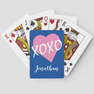 Jeu De Cartes XOXO Valentine rose Nom du coeur Bleu