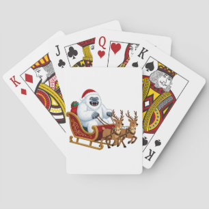 Jeu De Cartes Yéti drôle chevauchant un traîneau de Noël