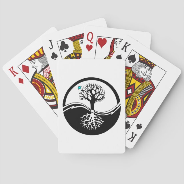 Jeu De Cartes Yin Yang Arbre De Vie Noir & Blanc (dos)