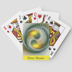 Jeu De Cartes Yin Yang Vert Jaune Abstrait Nom d'Art Coloré