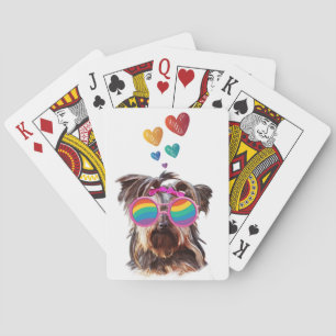 Jeu De Cartes Yorkie Chien avec coeurs Saint-Valentin