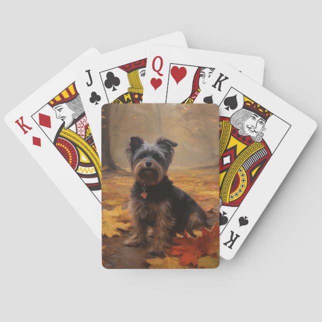 Jeu De Cartes Yorkipoo à l'automne Feuilles automne Inspire (dos)