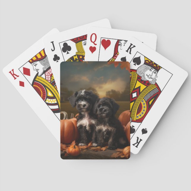 Jeu De Cartes Yorkipoo Chiot Automne Citrouille délice (dos)