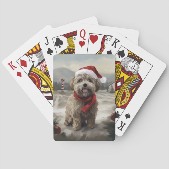 Jeu De Cartes Yorkipoo dans la neige de Noël (dos)